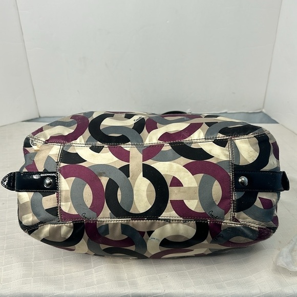 COACH MAGGIE OP ART HOBO PURPLE CHAINLINK SATCHEL HANDBAG CARRYALL F0967-14420 - Picture 5 of 10